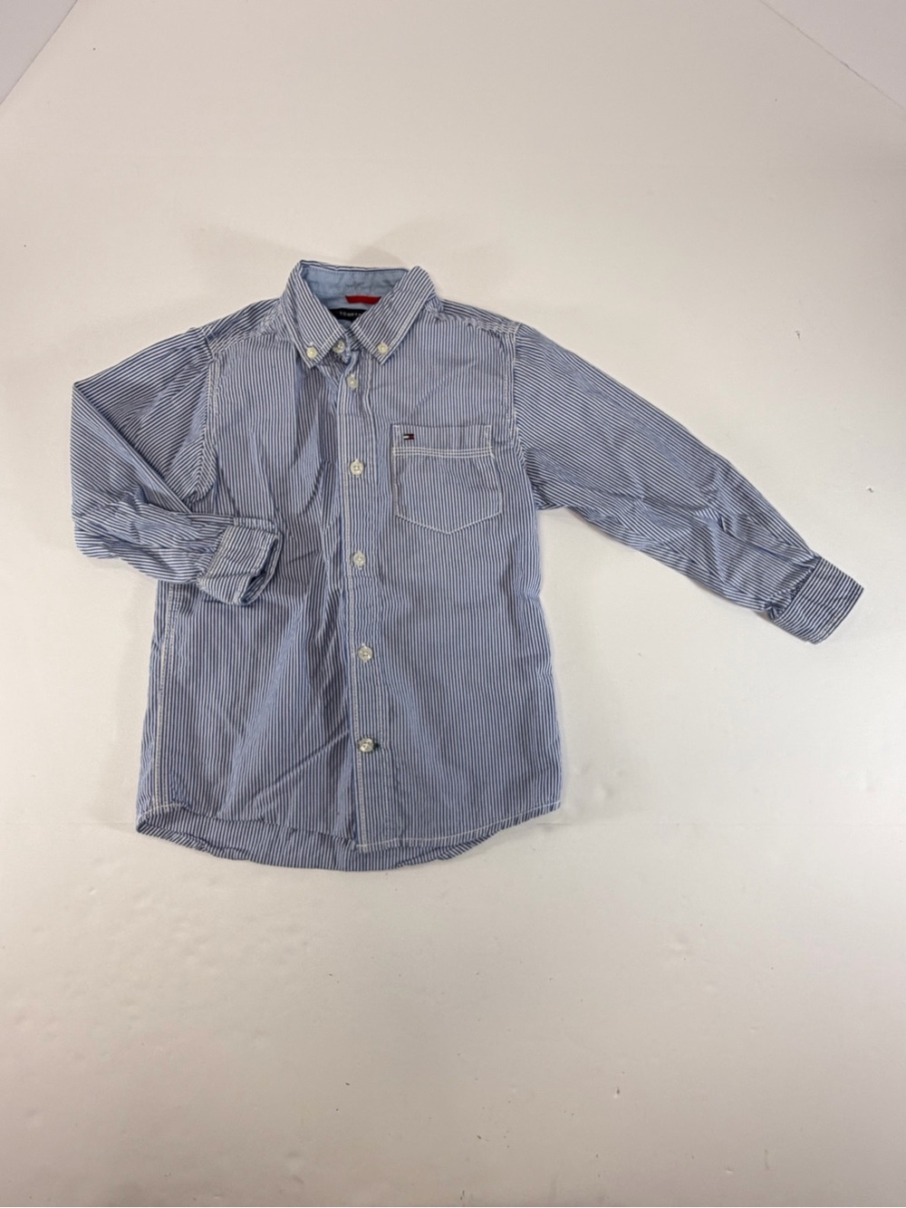 Tommy Hilfiger Boys Blue Striped Button Down Shirt 5